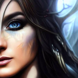 ultra detailed fullbody Portrait in oil on canvas of beautiful busty female DemonHunter with Skyrim Blades Armor ,extremely detailed digital painting, extremely detailed face,crystal clear Big eyes, mystical colors ,perfectly centered image, perfect composition,rim light, beautiful lighting,8k, stunning scene,extremely sharp detail,finely tuned detail, ultra high definition raytracing, in the style of Simon Bisley and Frank Frazetta and robert e howard and Hyun Suk Lee and Ken Kelley