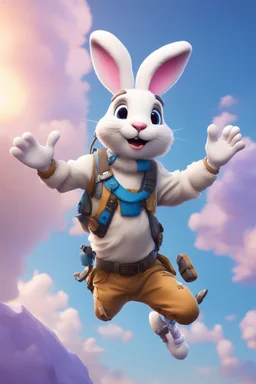 Easter bunny falling from the skye in to a pit animated like he is skydiving in fortnite