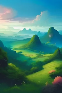 turn this into a beautiful hill scenery, magical, painting quality