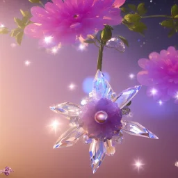 one big crystal subtle flower in a galactic ambiance with a beautiful fairy, transparent petals, delicate colors, in the foreground, full of details, smooth，soft light atmosphere, light effect，vaporwave colorful, concept art, smooth, extremely sharp detail, finely tuned detail, ultra high 3d depth, definition, 8 k, unreal engine 5, ultra sharp focus