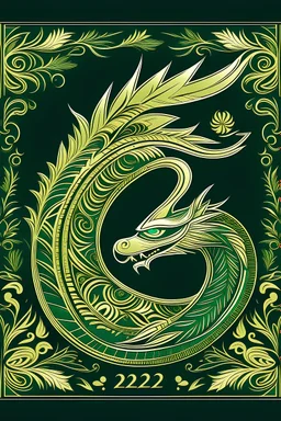 New Year's card with the year 2024 with the year of the green dragon