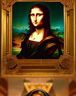 Mostrar La Monalisa de Leonardo Da Vinci, como un elfo futurista, fotorrealista, detalles intrincados, imágen completa, colores dinámicos, 8k