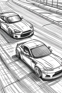 Drawing cars on a track in the realistic school style