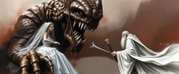 balrog bride vs gandalf , airbrush and pen outline
