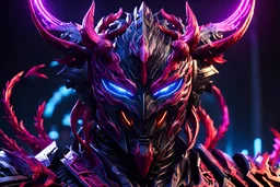 Carnage oni machine in 8k solo leveling shadow artstyle, ronin costum, galaxy mask, cover face, dynamic pose, oshare kei, hurufiyya, rtx , neon lights, intricate details, highly detailed, high details, detailed portrait, masterpiece,ultra detailed, ultra quality