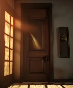 Door, smooth, god rays, unreal engine 5, ray tracing, RTX, lumen lighting, ultra detail, volumetric lighting