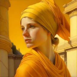 Neoclassicism realistic yellow orange tuscany woman