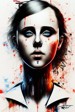 Danish singer MØ face, Abstract portrait by Yoji Shinkawa,