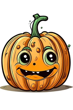 /imagine prompt realistic cute cartoon spookyjack-o-lantern with black outline