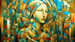 cubist painting, relaxation, luxury, dream world, calm beauty, symmetry, fantasy world, magic, beautiful composition, exquisite detail