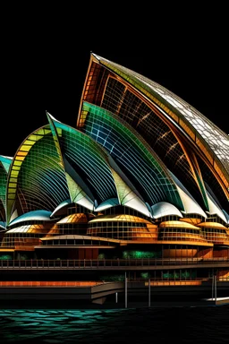 Sydney opera housed in 200 years time - style by Salvador Dali - colorful, listicvery sharp, sharp focus, extremely detailed, high definition, intricate, hiperrealistic