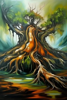 Uprooted, oil painting, abstract