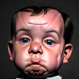 Alfred Hitchcock toddler, full body, dramatic lighting, hyper realistic