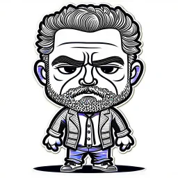 Retrato chibi de Luis Ignacio Lula da Silva presidente de Brasil, serio, calidad ultra, hiperdetallado, color blanco, y negro, full body