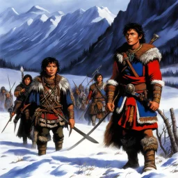 [Pathfinder / Ofelas (1987)] A young Sámi man witnesses a band of vicious raiders slay his family and flees to a nearby village, where he learns he must become a Pathfinder.