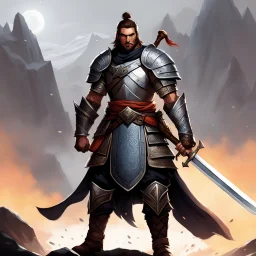 [illustration by STEVEN DE WAELE] a warrior with his board sword