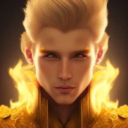 Male, Human, Blond, Sorcerer, Fire Mage, Golden Eyes, Young, Photorealism