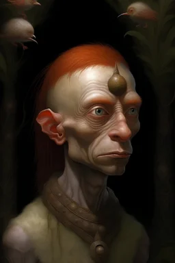 elongated head with alien like features, prince anunaki ancient god wisdom African with red hair in the garden of eden, hero, all seeing eye, owl, Well Endowed, Shirt Torn, Full Body Shot, F size, healthy, Full Lips, Hyper Detailed Face, Photorealistic, Intricately Detailed, Oil Painting, Heavy Strokes, By Jean Baptiste Monge, By Karol Bak, By Carne Griffiths, Masterpiece, Unreal Engine 3D; Symbolism, Colourful, Polished, Complex; UHD; D3D