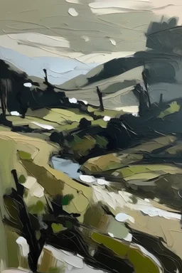 Minimalist Landscape in the style of frank auerbach