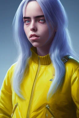 Billie Eilish, in stockings, cyberpunk2077, photorealistic