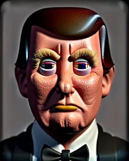 Waist up Portrait, Donald trump muppet, Sesame Street style, retro style, photo studio, unreal engine 5, god lights, ray tracing, RTX, lumen lighting, ultra detail, volumetric lighting, 3d.