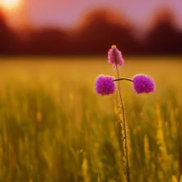 single long stem wild flower in a field, soft focus, golden hour, award winning landscape photography, nature photography, r/mostbeautiful