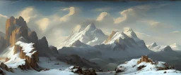 epic mountains in snow by Andrea del sarto