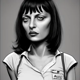 portrait, mia wallace, Pulp Fiction movie.