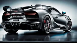Rear View A stunningly realistic (((Bugatti Chiron x brabus))), intricate detail and perfection in every surface, glimmering metal and luxurious contours, a (perfect model) for a desktop wallpaper fit for high resolution screens, evoking a sense of futuristic elegance in a (4K cinematic atmosphere).