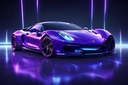 FERRARI BLUE PURPLE CHROME design, high quality, 3d render, digital art, 32K ultra hd, hyper realistic, cinematic, high definition, new design, tron style, ultra detailed atmospheric details, beautiful glowing effects, sparkle effects, MULTICOLORS, METAL MATERIAL,