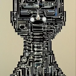 artificial intelligence. ink, poster, acrylic