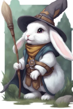 Cute bunny adventurer wizard dnd art realism