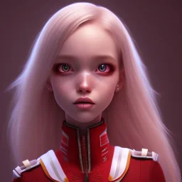 3d female, red parade uniform, cute big circular reflective eyes, Pixar studio movie style, unreal engine cinematic smooth, intricate detail, cinematic