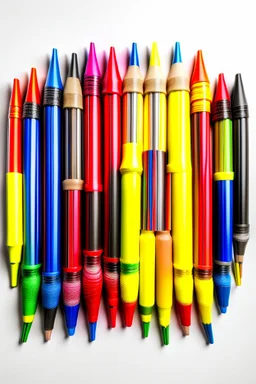 The logo consists of a set of colored pens embedded in a child's