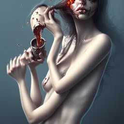 Femme autodestructrice triste alcool