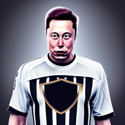 Elon Musk in a referee jersey officiating for a soccer match at Wembley Stadium