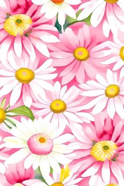 daisy pink flower watercolor