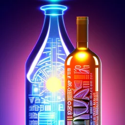 A digital message in a glass bottle. The message is the creation of artificial intelligence.