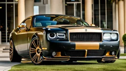 A (((rolls royce Dodge Challenger))) featuring a luxurious interior, advanced technologies, and a sleek body kit designed by MANSORY, exuding an air of sophistication and power