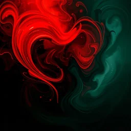 romantic picture, abstract, with red and dark green, swishiness, hq