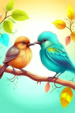 generate an image of couple bird sitting on the branch of tree