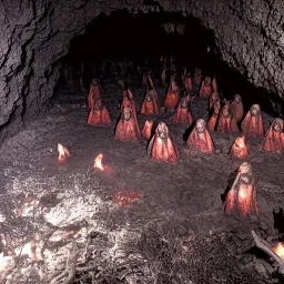 Abyss of hell blood river fire cave people after death