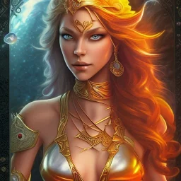 movie poster, A beautiful elf with cutter, pool and letah from elfquest(by Wendy abd Richard Pin) with very long hair, orange robe, mummy sweater