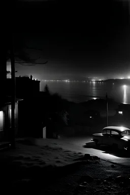 FRED LYON - Foggy night, Land's End, San Francisco, 1953 cinemattic hd hig hlights detailled real wide and depth atmosphere