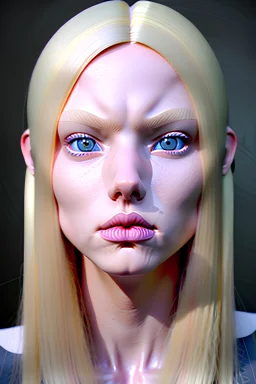 blonde blue eyed beautiful woman, symmetric face, hyperrealistic, 8k