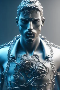 Cyberpunk Greek statue of a man in chains , future classic, unreal engine, epic high details high quality