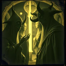 Daguerrotype close up some mysterious figures, odd background, Hieronymus Bosch Max Ernst ambient light, by Minicavio Quollati and Marlost Endgulp, Amano, Botticelli, Alphonse Mucha