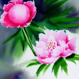 whimsical watercolor of a peony