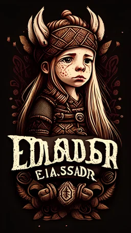 Text"Little embassador", banner, bohemian, Viking style,girl