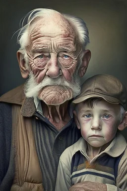 old man with son 9 years old boy